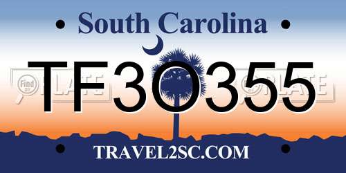 TF3O355 South Carolina License Plate