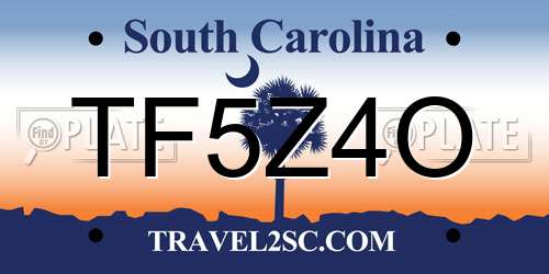 TF5Z4O South Carolina License Plate