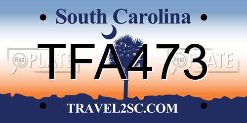 TFA473 South Carolina License Plate