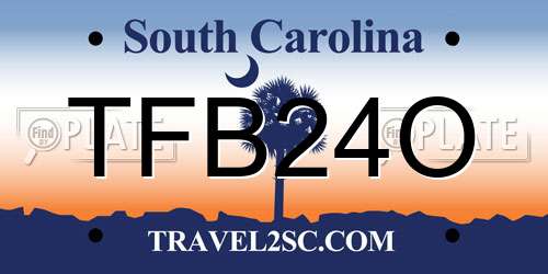 TFB24O South Carolina License Plate