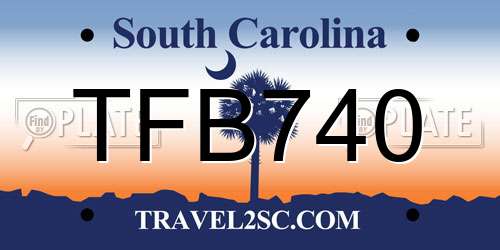 TFB740 South Carolina License Plate