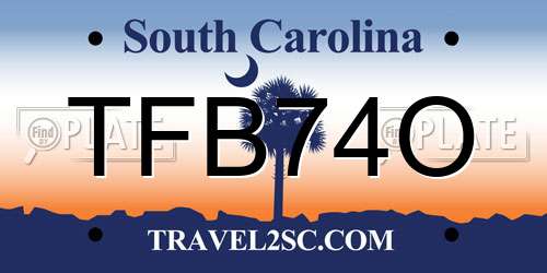 TFB74O South Carolina License Plate