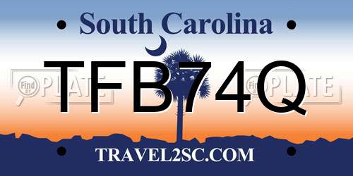 TFB74Q South Carolina License Plate