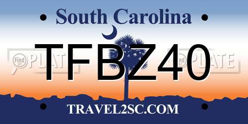 TFBZ40 South Carolina License Plate