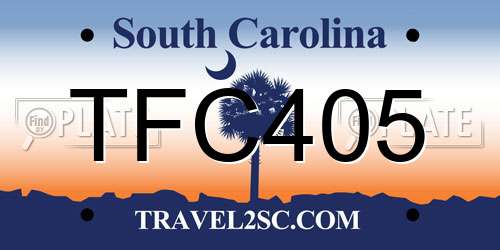 TFC405 South Carolina License Plate
