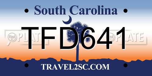 TFD641 South Carolina License Plate