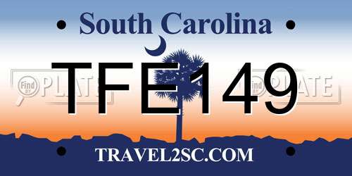 TFE149 South Carolina License Plate