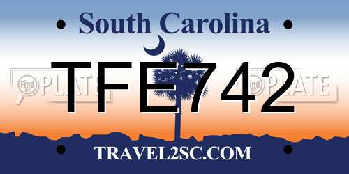 TFE742 South Carolina License Plate