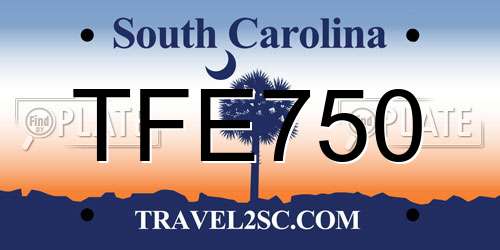 TFE750 South Carolina License Plate