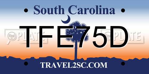 TFE75D South Carolina License Plate