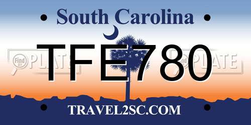 TFE780 South Carolina License Plate