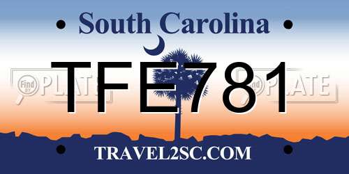 TFE781 South Carolina License Plate