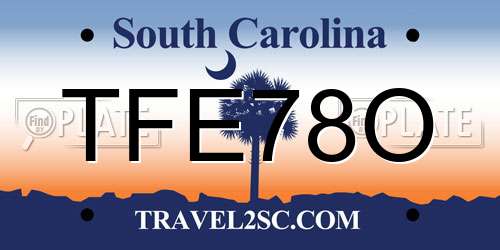 TFE78O South Carolina License Plate