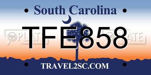 TFE858 South Carolina License Plate
