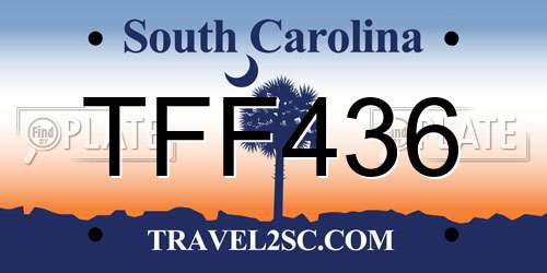 TFF436 South Carolina License Plate