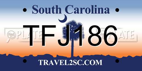 TFJ186 South Carolina License Plate