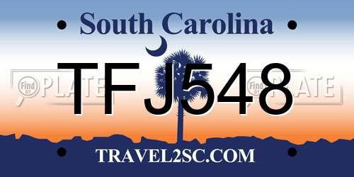 TFJ548 South Carolina License Plate
