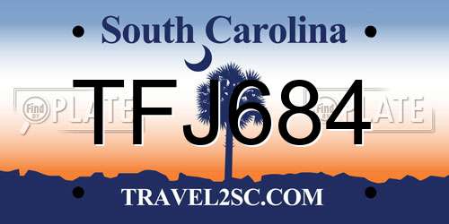 TFJ684 South Carolina License Plate