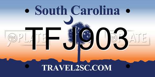 TFJ903 South Carolina License Plate