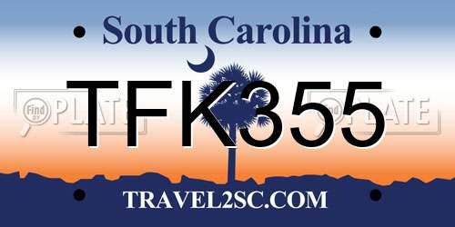 TFK355 South Carolina License Plate