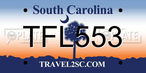 TFL553 South Carolina License Plate