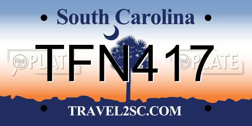 TFN417 South Carolina License Plate