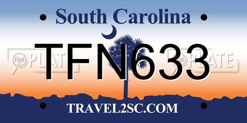 TFN633 South Carolina License Plate