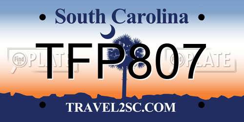 TFP807 South Carolina License Plate