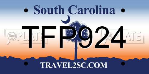 TFP924 South Carolina License Plate