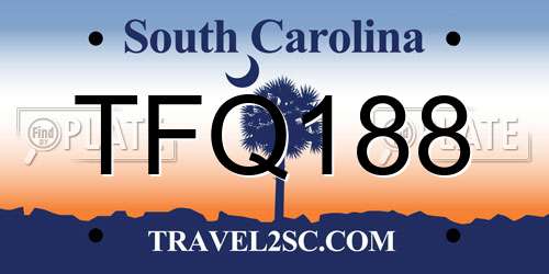 TFQ188 South Carolina License Plate