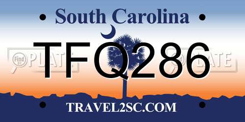 TFQ286 South Carolina License Plate