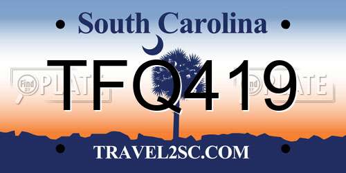 TFQ419 South Carolina License Plate