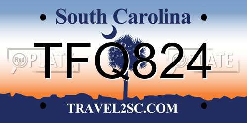 TFQ824 South Carolina License Plate