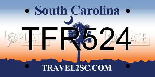 TFR524 South Carolina License Plate