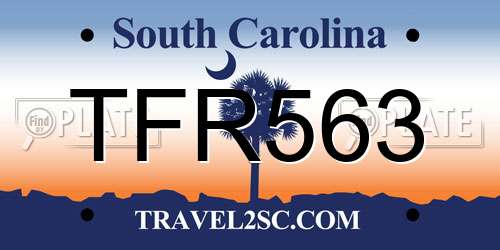 TFR563 South Carolina License Plate