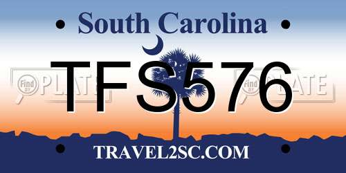 TFS576 South Carolina License Plate