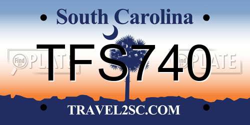 TFS740 South Carolina License Plate