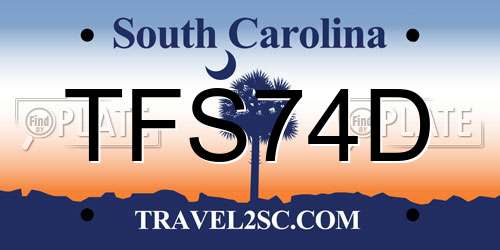 TFS74D South Carolina License Plate