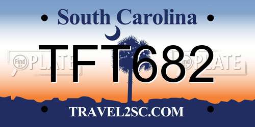 TFT682 South Carolina License Plate