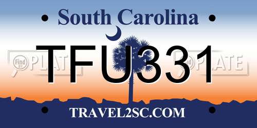 TFU331 South Carolina License Plate