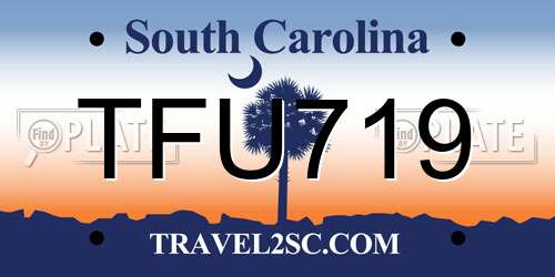 TFU719 South Carolina License Plate