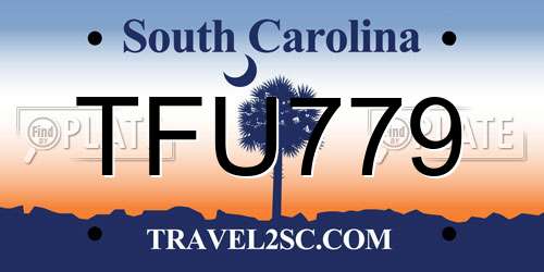 TFU779 South Carolina License Plate