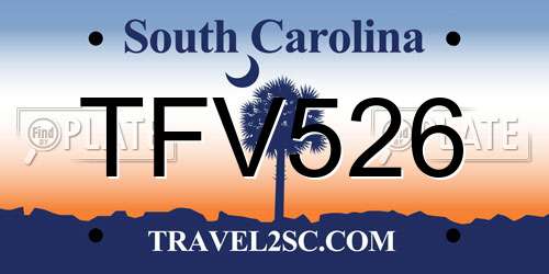 TFV526 South Carolina License Plate