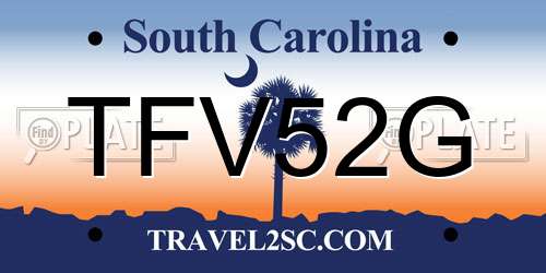 TFV52G South Carolina License Plate