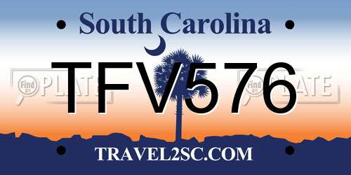 TFV576 South Carolina License Plate