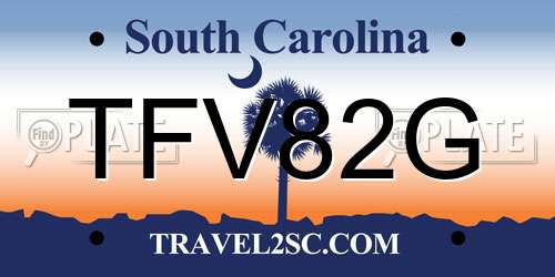 TFV82G South Carolina License Plate