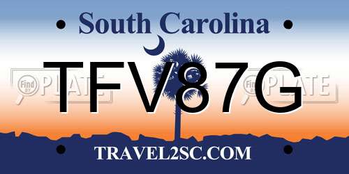 TFV87G South Carolina License Plate