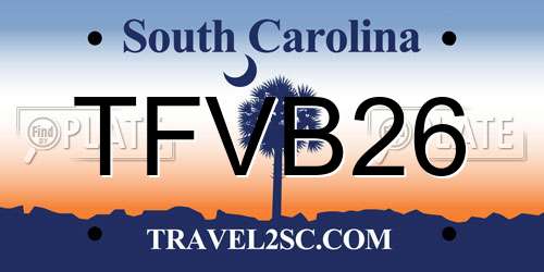 TFVB26 South Carolina License Plate