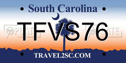 TFVS76 South Carolina License Plate
