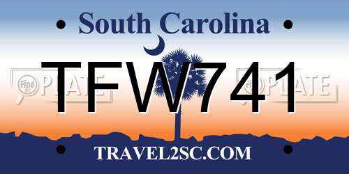 TFW741 South Carolina License Plate